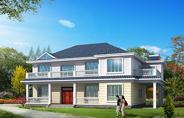 經(jīng)典二層自建別墅設(shè)計(jì)圖，簡(jiǎn)約二層自建房，帶有車庫(kù)